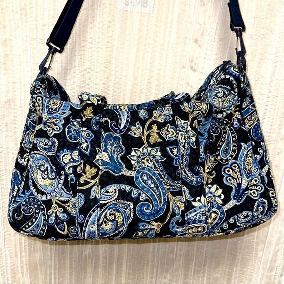 Vera Bradley Windsor Navy Tan Light Blue White Paisley Weekender Duffle Bag - Picture 1 of 12